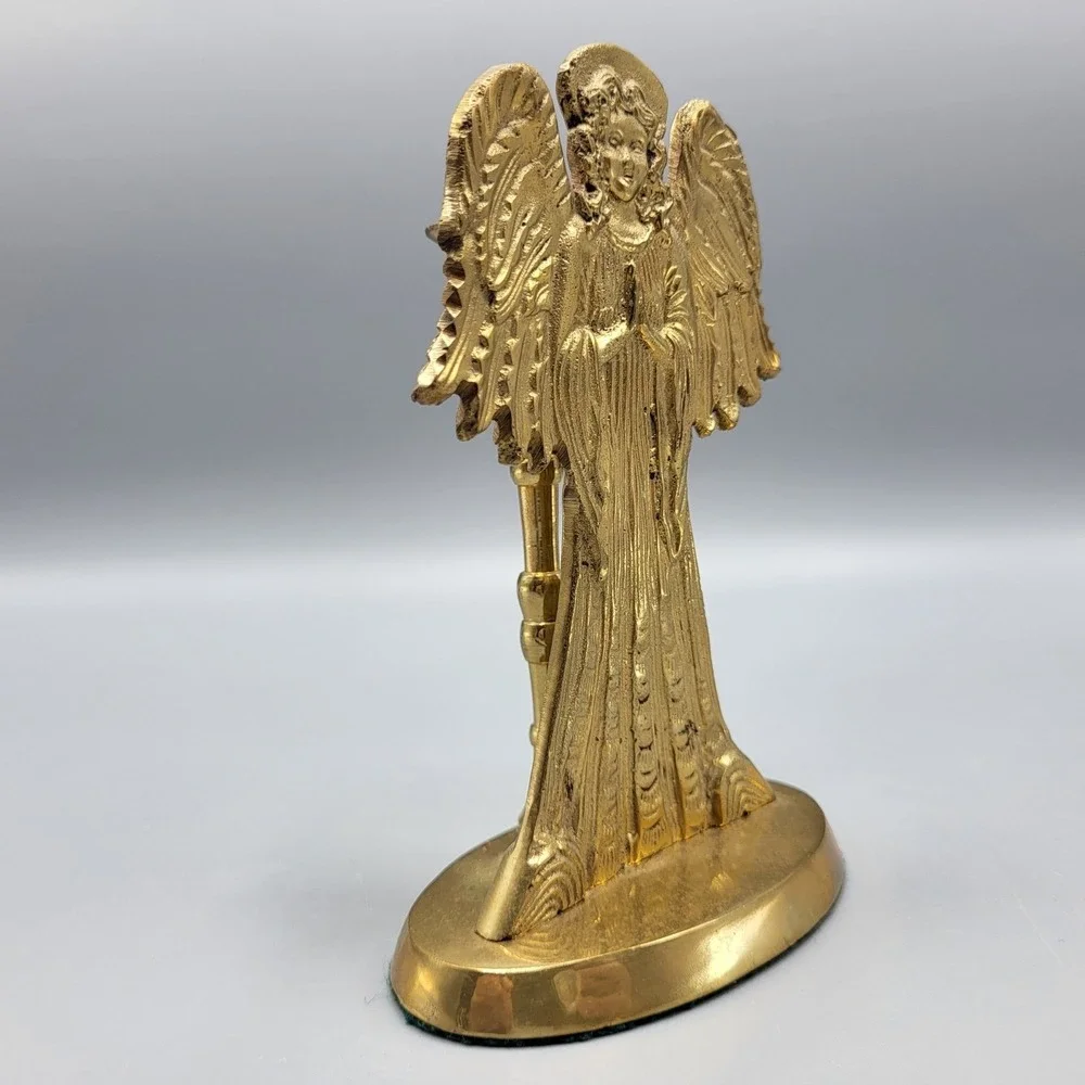 Brass Praying Angel Candle Holder Home Decor Gold Taper Stick Figurine
